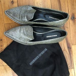 Nicholas Kirkwood Pointed Gold Loafers